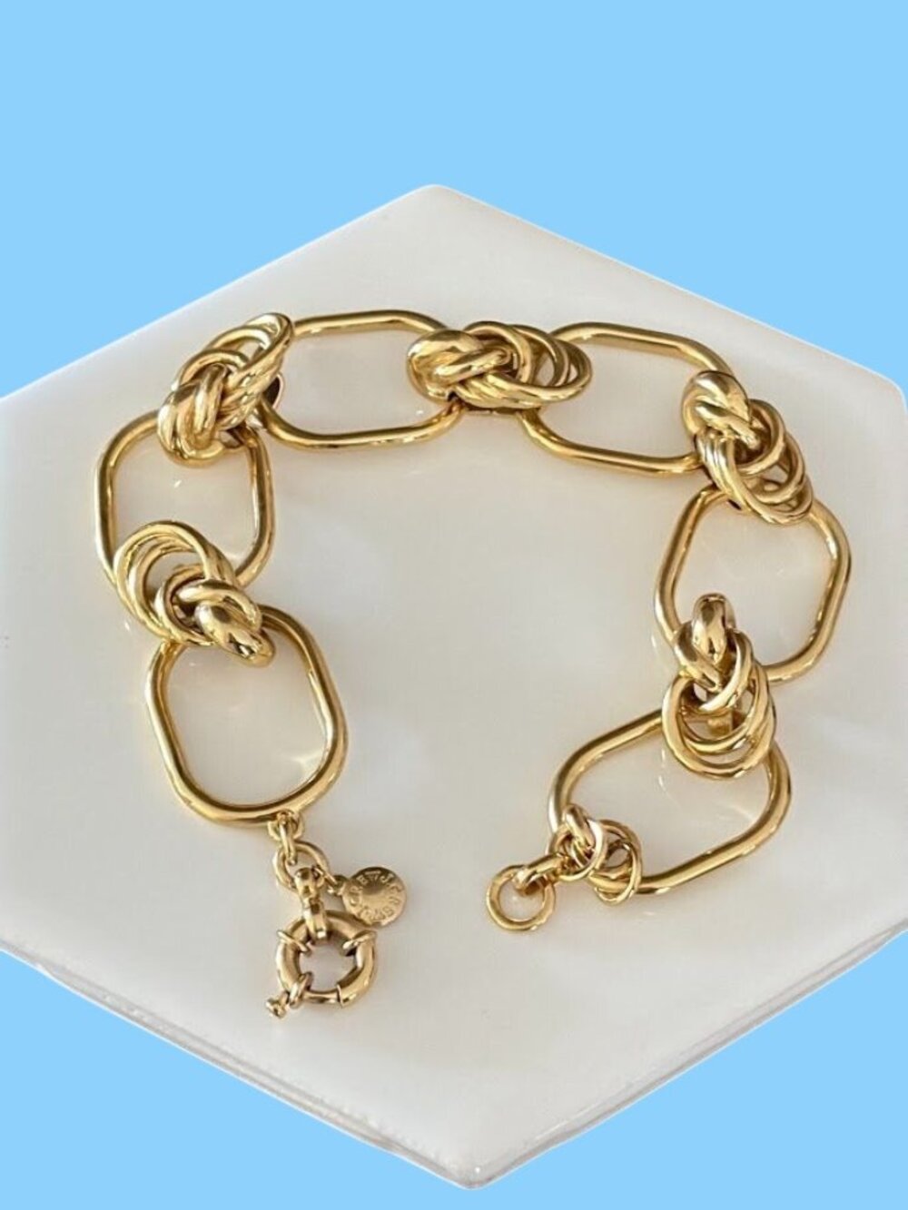 J. Crew Knot Link Gold Plated Open Oval Statement Bracelet